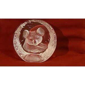 Mats Jonasson Crystal Koala Etched Paperweight Sweden #9175